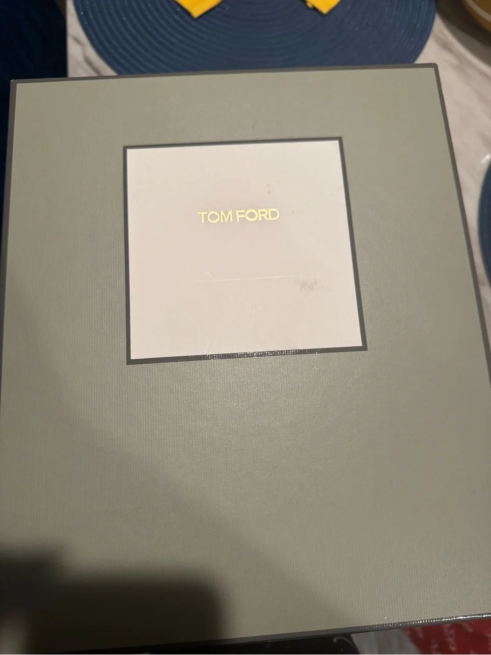 Tom Ford Green and White Shoe Box with Gold Logo